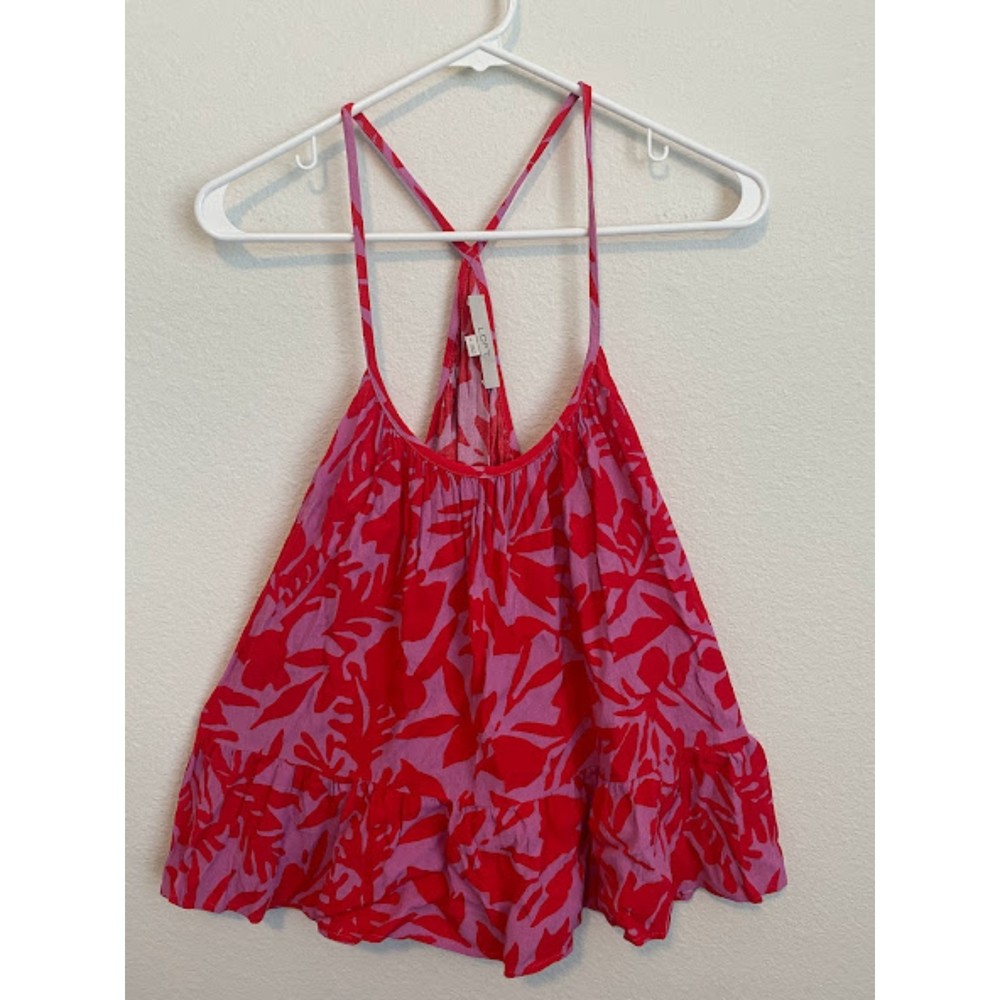 LOFT Floral Peplum Tank M